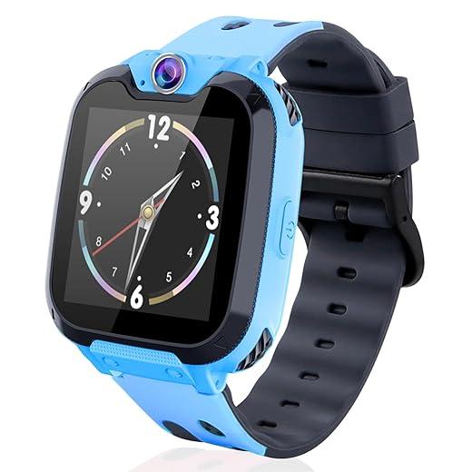 Goodatech 1.69'' Smart Watch for Kids 4-12 Years Boys Girls, 26 Puzzle Games,HD Camera,Video Music Player,Pedometer,Flashlight,Alarm Clock,Learn Card,Audio Book,Smartwatch for Children Gifts (Blue)