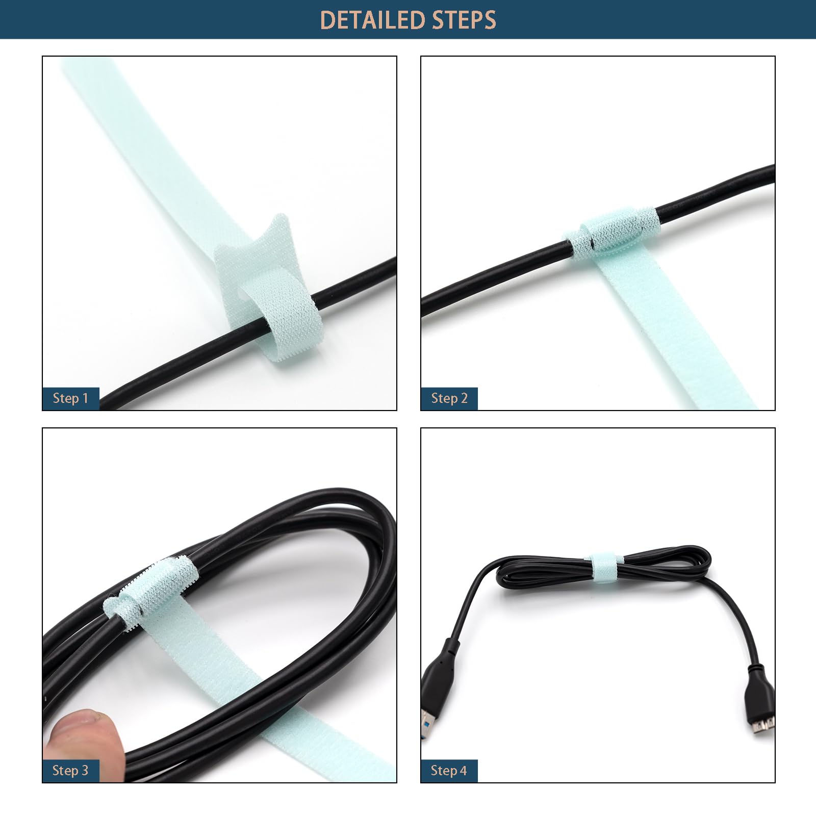 Wiederverwendbare Kabelbinder Aus Klettmaterial, 60 Stück – Praktische Kabel-Organizer Für Büro, Zuhause & Unterwegs, Verstellbar & Einfach Zu Handhaben