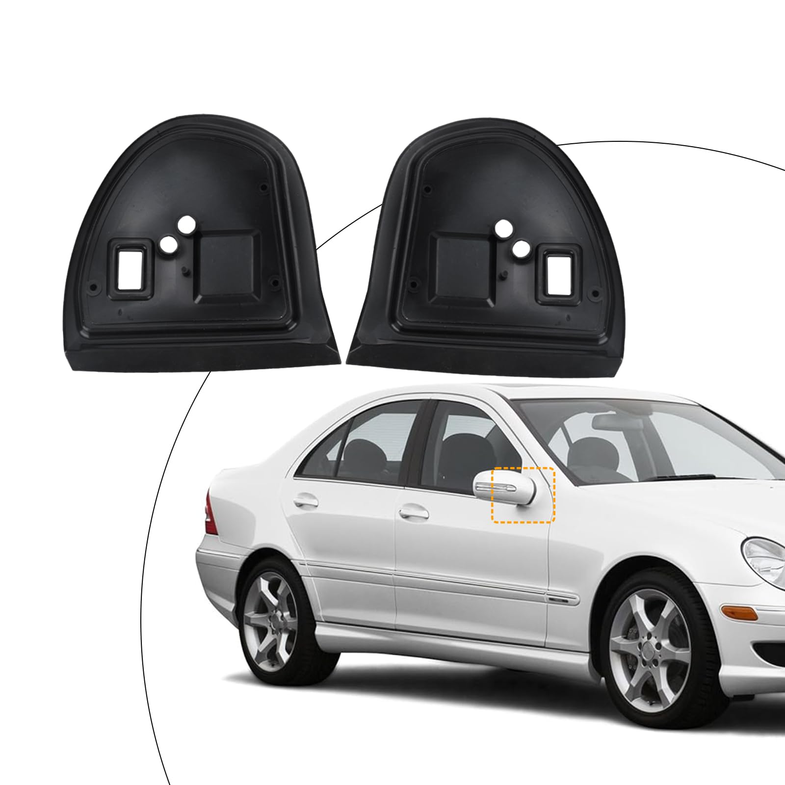 1 Par de Juntas de Goma Para Espejo, Reemplazo del Lado Derecho Izquierdo Compatible con Mercedes-Benz C Class W203 S203 E Class W211 S211 - A413133420 A413131418