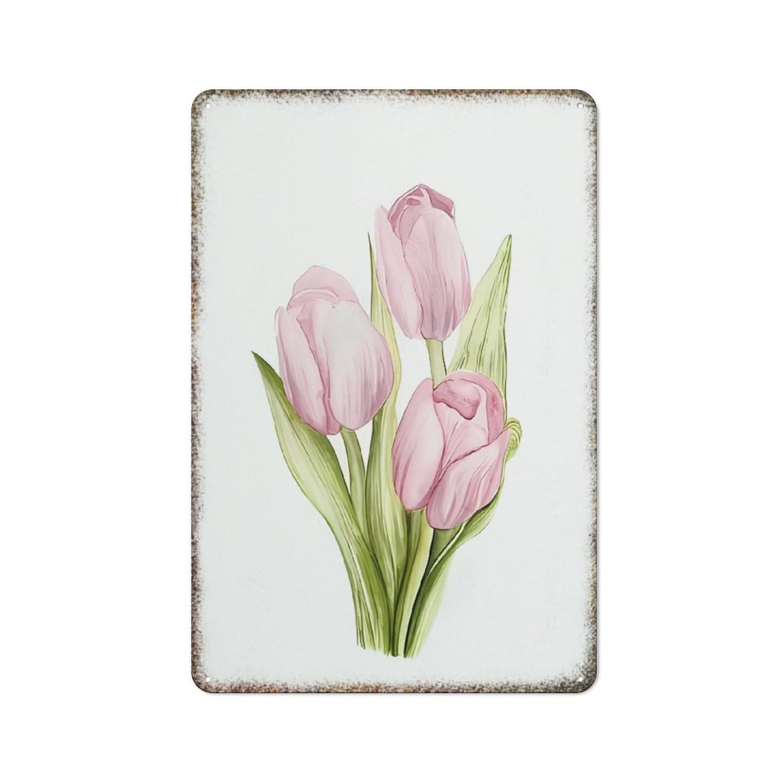 Tulip Floral Vintage High Gloss Metal Wall Print Funny Gift Decor Sign for Bar Pub College Dorm Man Cave Home 8x12 Inch
