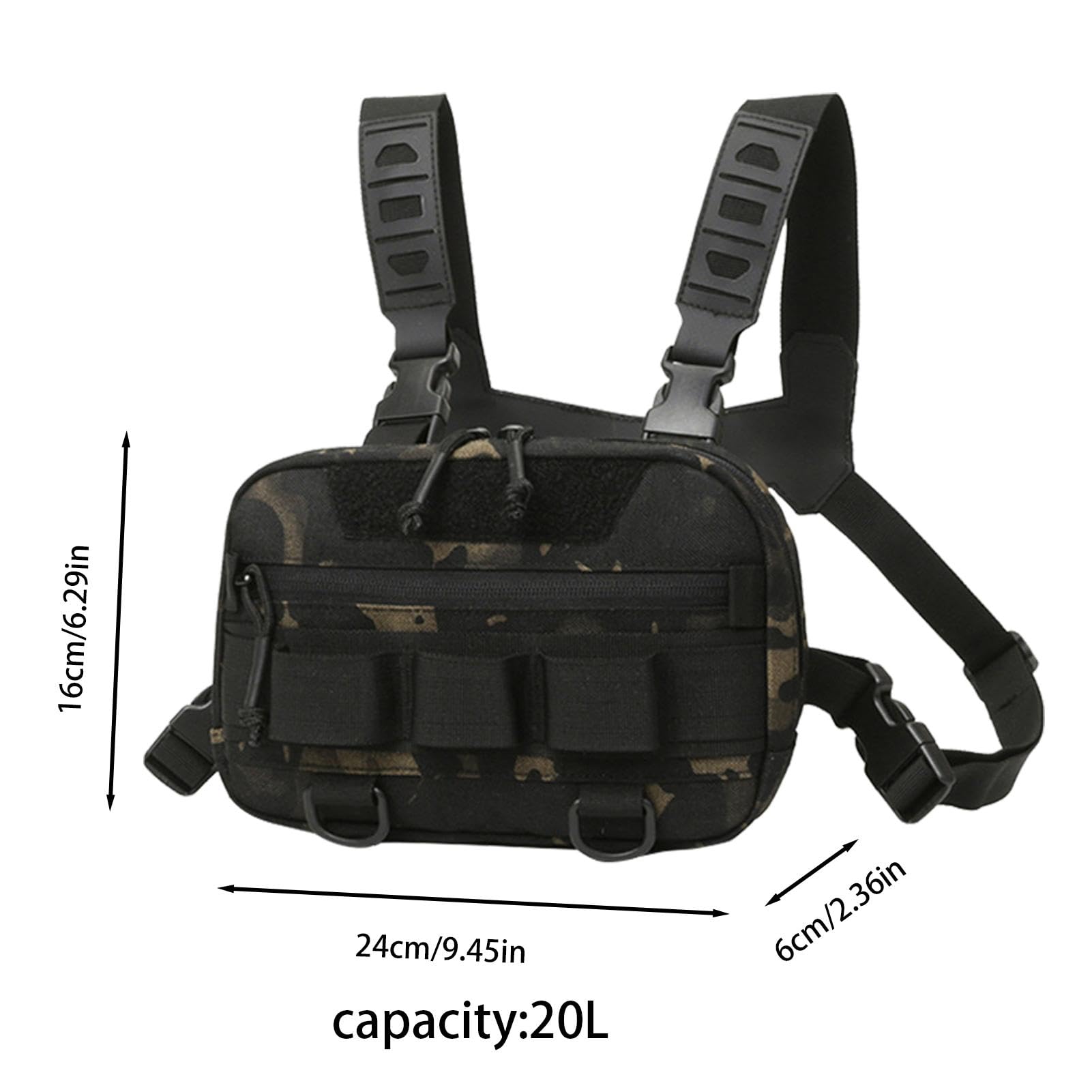 Paquete de pecho de pesca - Bolso de pecho con bolsa para señuelos, Bolso de pecho para hombre con malla trasera | Bolsa colgante de camuflaje para cintura, equipo multifuncional para deportes de cicl