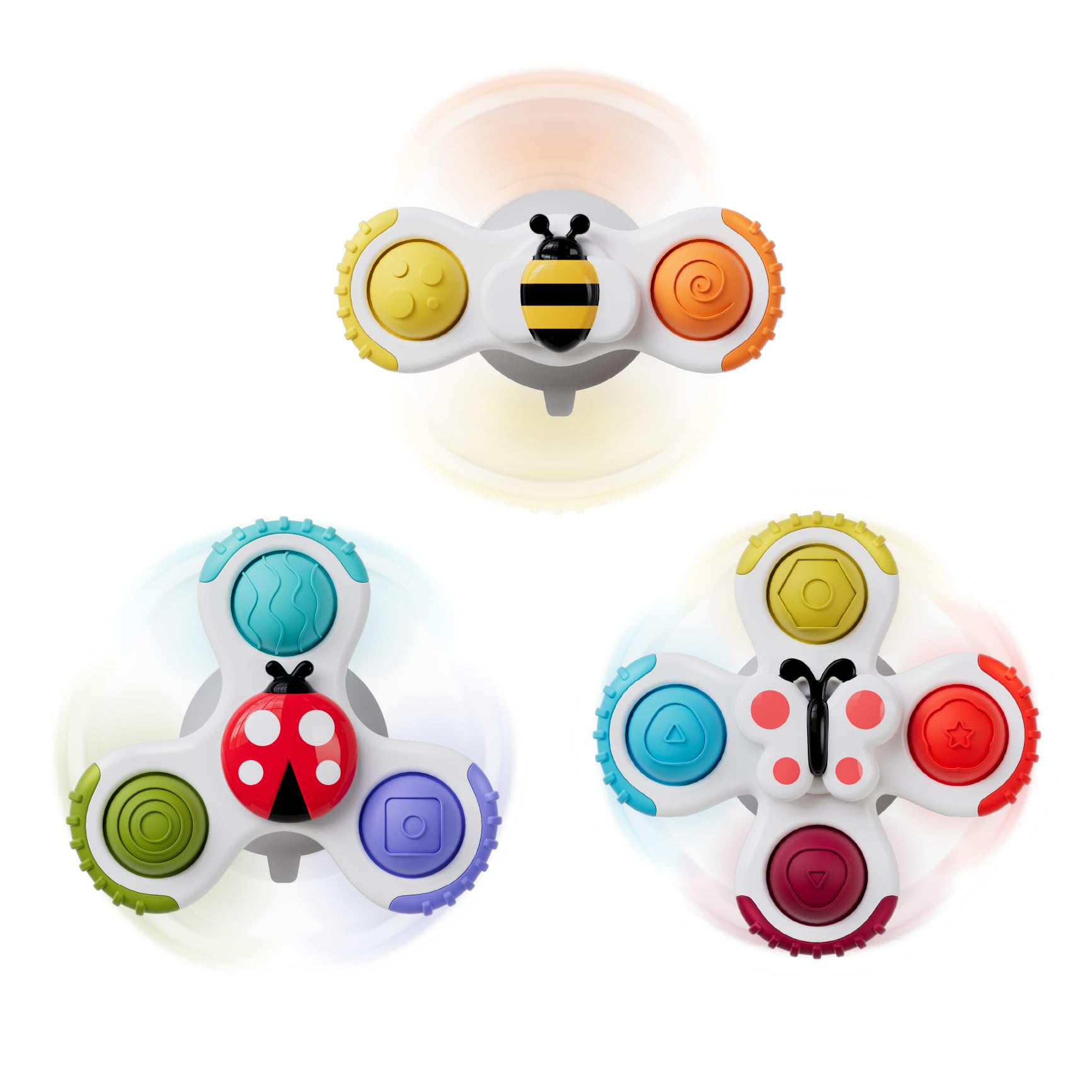 LiKee Strong Suction Cup Fidget Rotating Sensory Bath Toys for Baby 10+ Months (Insect)