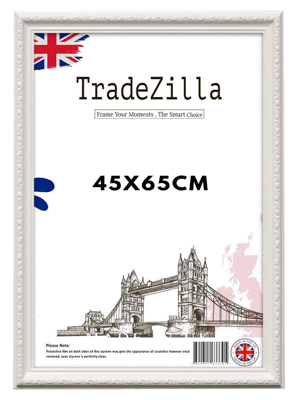 TradeZilla Large White Ornate Shabby Chic 45X65 CMPicture/Photo/Poster Vintage Antique frame for Art Prints, Vertically or Horizontally, Wall Mounting Hardware Included (White)