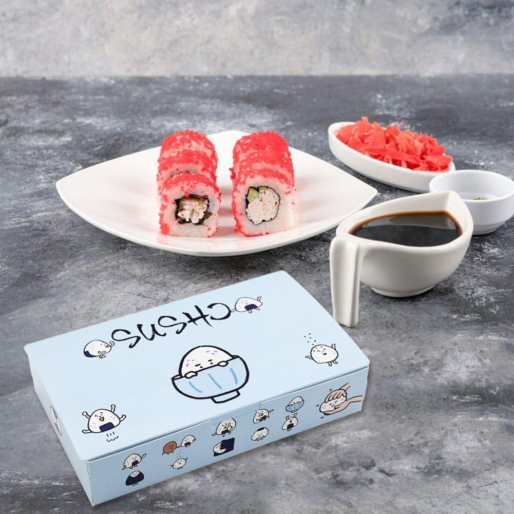 100 Pz/Set Scatole per Alimenti Asporto Piccole Scatole di Salumi Contenitori per Sushi USA E Getta Palline di Riso Fornitura di Imballaggi per Il Ristorante