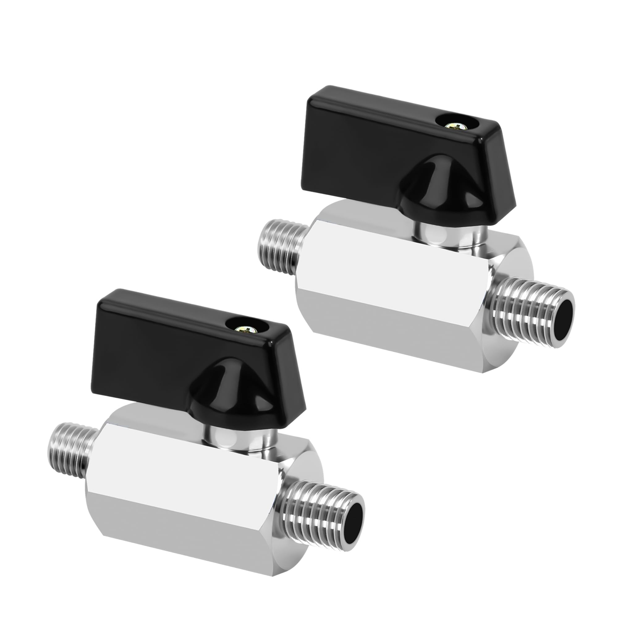 Produktbild von Messing Kugelhahn Mini 2 Stück – Vernickelt, 1/8" IG X 1/8" IG – Für Wasser, Öl & Luft – Platzsparend & Korrosionsbeständig
