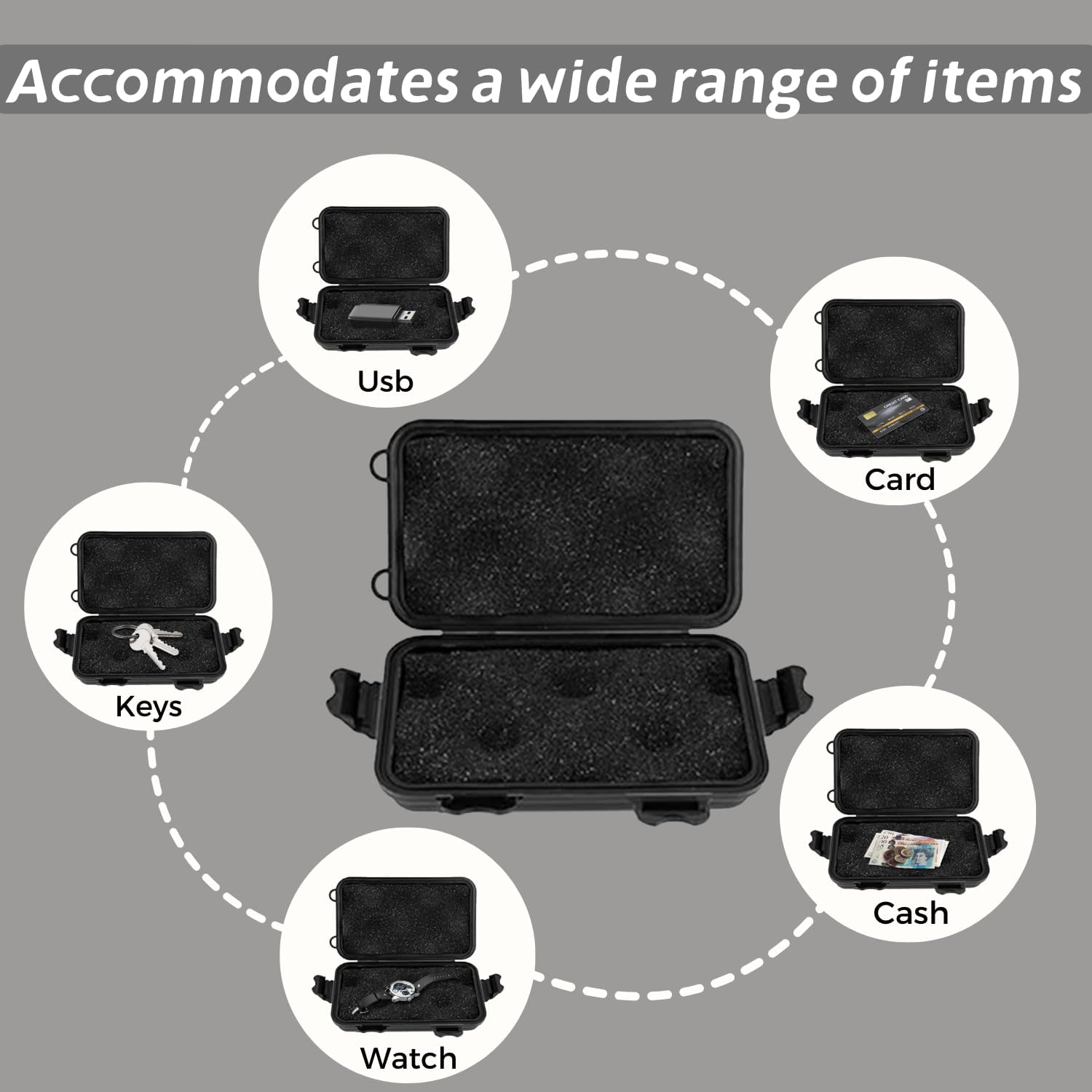Magnetic Key Holder - Under Car, Waterproof Outdoor Hide-a-Key Box (Black) - 4.5' x 2.5' x 1.6'