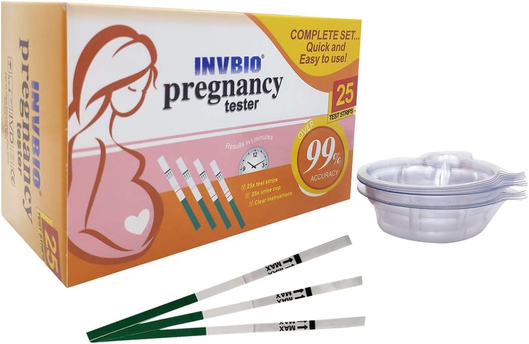 HCG Pregnancy Strips, Early Home Detection Pregnancy Test Strips, 25 Test+25 Free Urine Cups, Clear and Accurate 99%. Regular Pregnancy Testing, NOT IVF Pregnancy