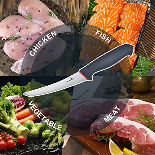 Delfina 6 Inch Boning Knife For Meat Cutting, Semi-Flexible Curved Blade Processing Knife, Premium Stainless Fish Fillet, Bbq Brisket Meat Trimming Butcher Knife For Kitchen Home Restaurant #TOP4