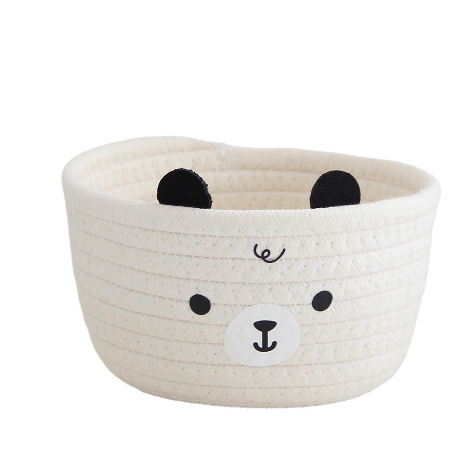 Yhplxyuus Charm Lovely Bear and Pandas Sturdy Cotton Rope Storage Basket for Efficient Space Saving Designs Home Organization Home Decoration Basket