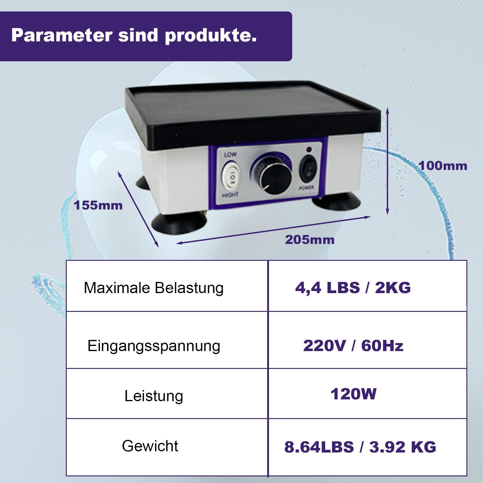 Gips-rüttelplatte, Quadratischer Dental-Oszillator, kleine Vibrationsplatte, Einstellbarer Kleiner Vibrator, Geeignet für Zahnmedizin, Labore und Kleine Handwerkliche Materialien.
