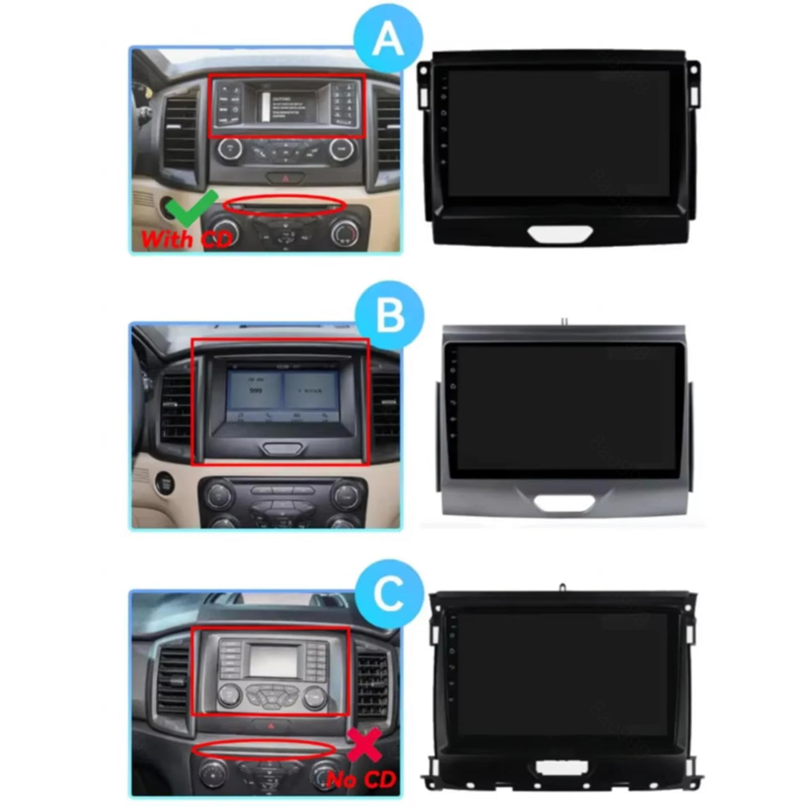 Android 15 Autoradio-Video-Multimedia-Player, 9-Zoll-Touchscreen-Radio für Ford Ranger 2017-2021 Plug-and-Play-Autozubehör mit Bluetooth und Navigation und Rückfahrkamera,HM602
