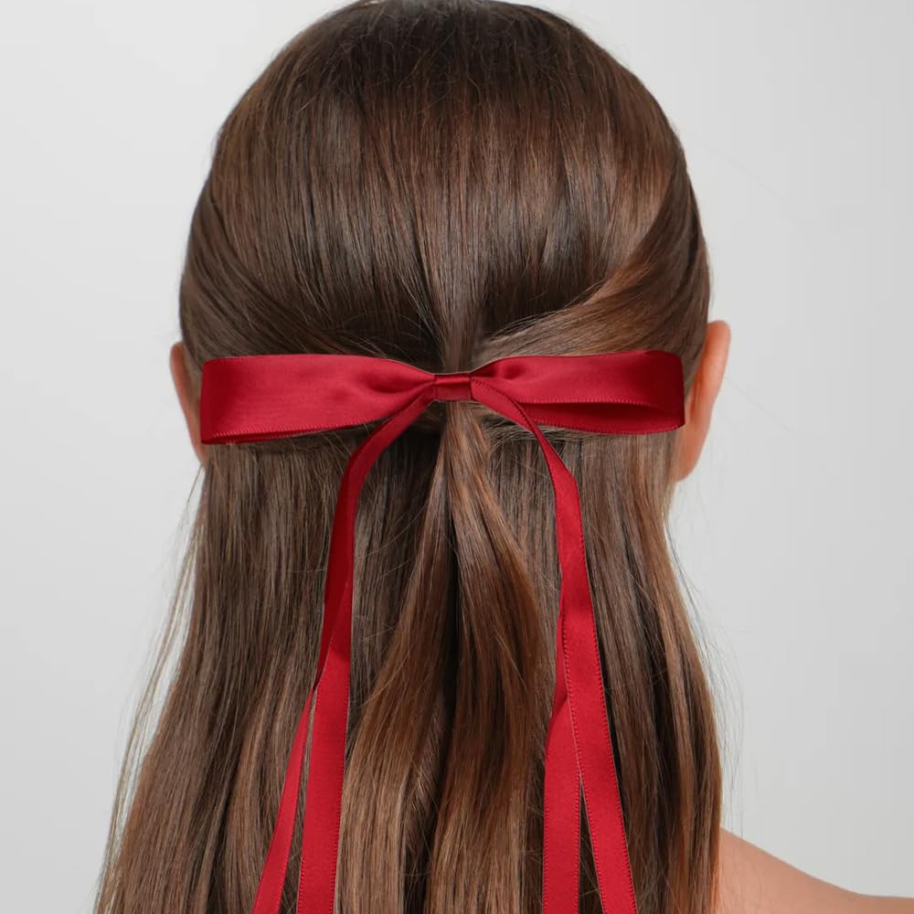 Fiocchi per capelli da donna, fiocchi per capelli da donna, fiocco rosso per capelli, fiocchi per coquette, fiocchi per capelli lunghi, nastro per fiocchi per capelli, fermagli per capelli rossi,
