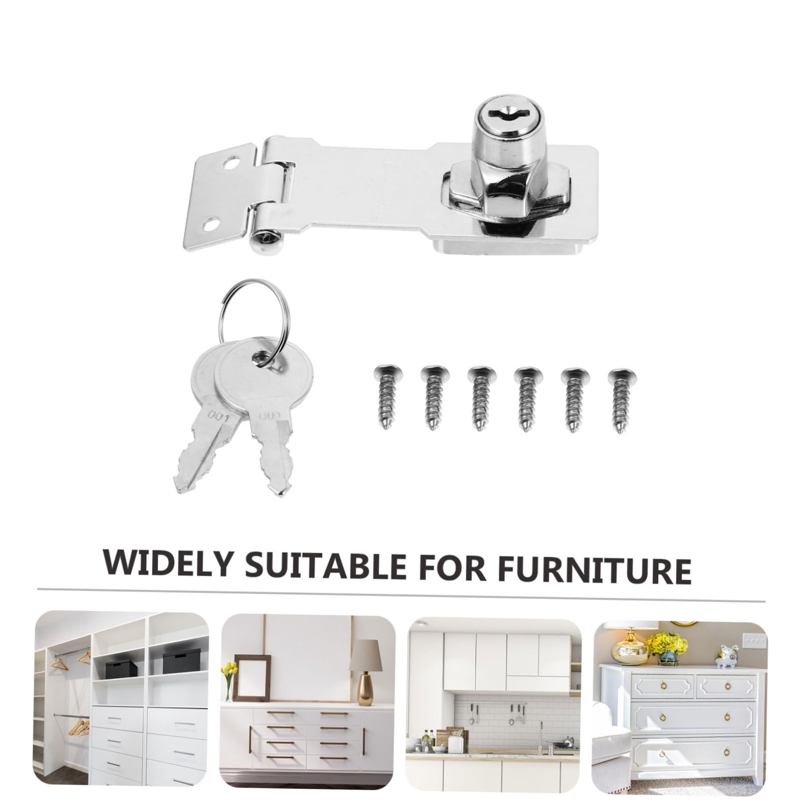 Uonlytech 3sets Serratura Scorrimento Di Chiusura Sicura Per Porte e Armadietti Design Leggero e Facile Installazione Con Due Chiavi Resistente Alla Corrosione