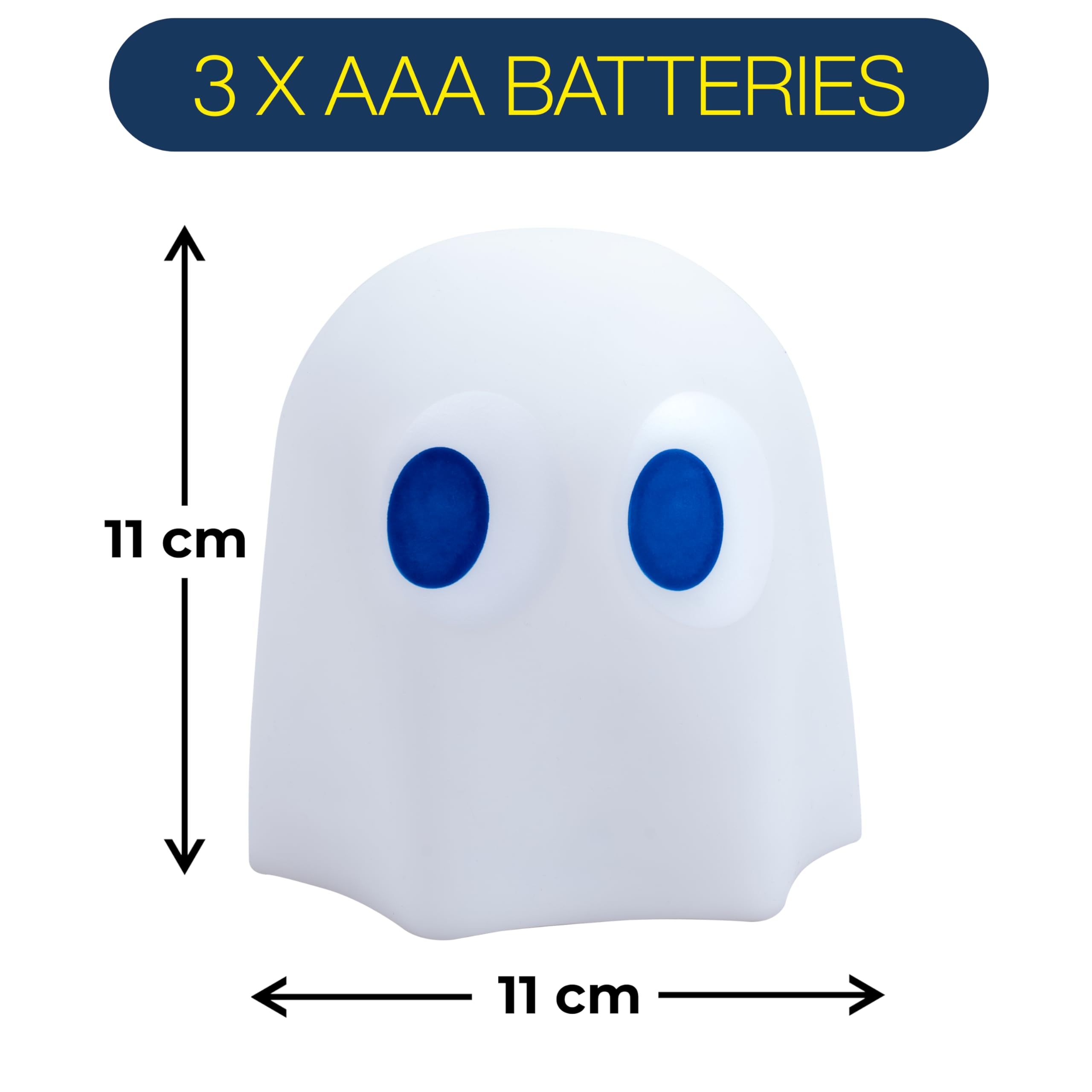 Pac-Man Colour Changing Ghost Mood Light. Touch & Squeeze Sensitive 3D Silicone Lamp. 9.9cm Tall. Battery Powered. Officially Licensed Pac-Man Merchandise. — view 9