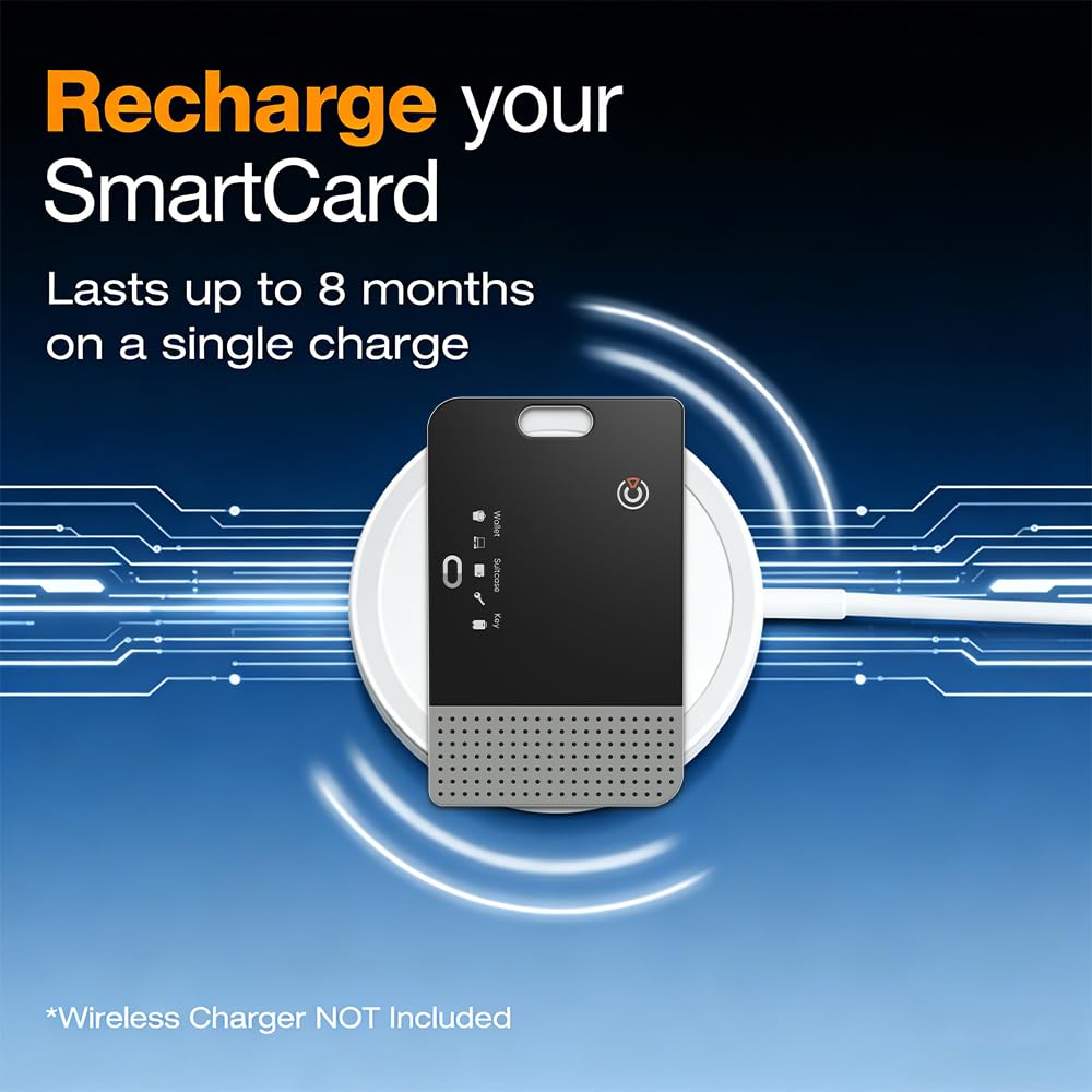 Il tracker per carte 2026 funziona con Apple Find My – Ultra sottile Wallet Tracker Card con ricarica wireless, durata della batteria di 8 mesi, rilevatore acustico forte da 75 dB per portafogli