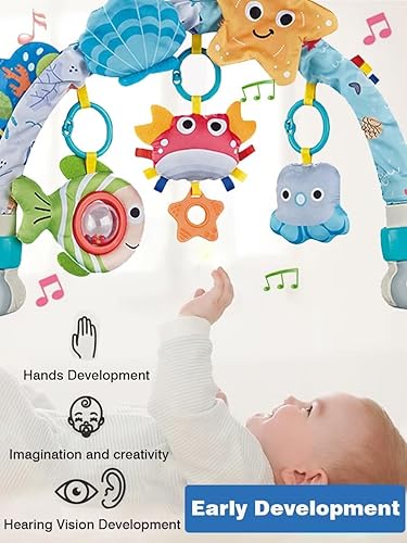 Miniatura 10 de Pau1Hami1ton Juguetes de arco de cochecito de bebé, juguetes para asiento de automóvil, barra de juguete gorilamóvil para moisés, juguetes