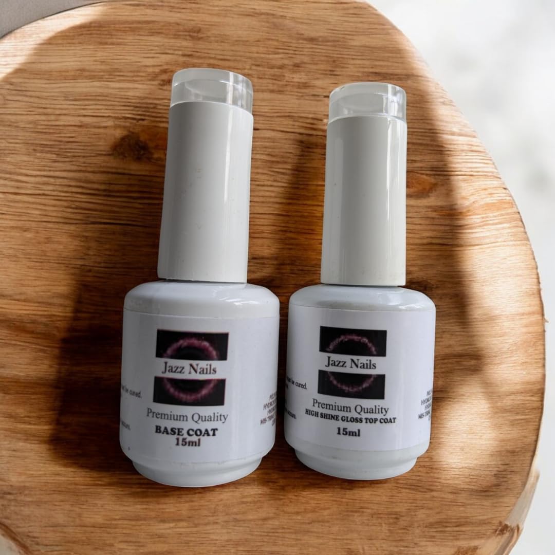 No-Wipe Glossy Gel Top & Base Coat Set – Jazz Nails Combo 2 x 15ml | Soak-Off UV/LED Cure | High Shine, Non-Sticky, Non-Yellowing, Long-Lasting | HEMA-Free, 11-Toxin Free, Cruelty-Free-image-27