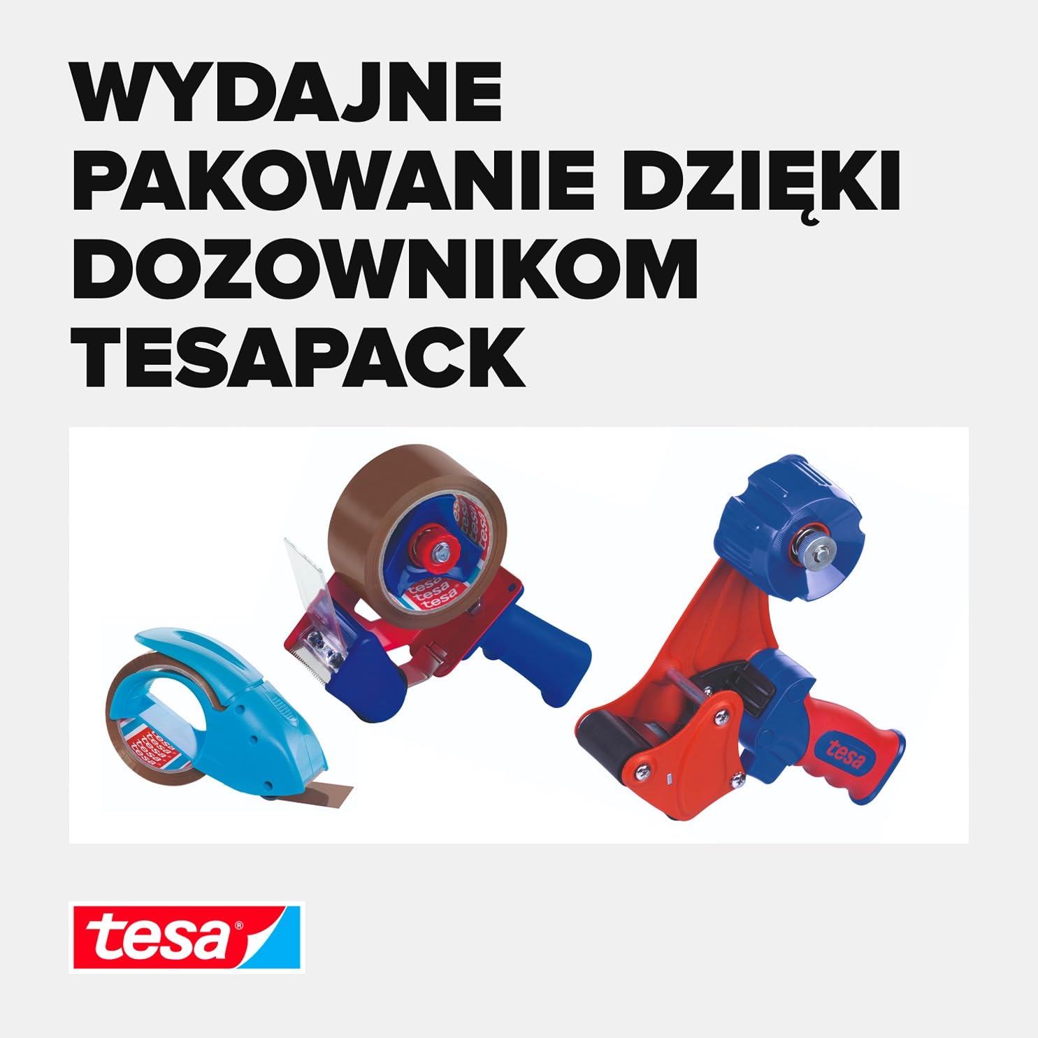 tesa klasyczny dozownik ręczny, uniwersalny dozownik taśmowy do odwijania taśm samoprzylepnych, solidny metalowy uchwyt, do taśm o szerokości do 50 mm, czerwony i czarny