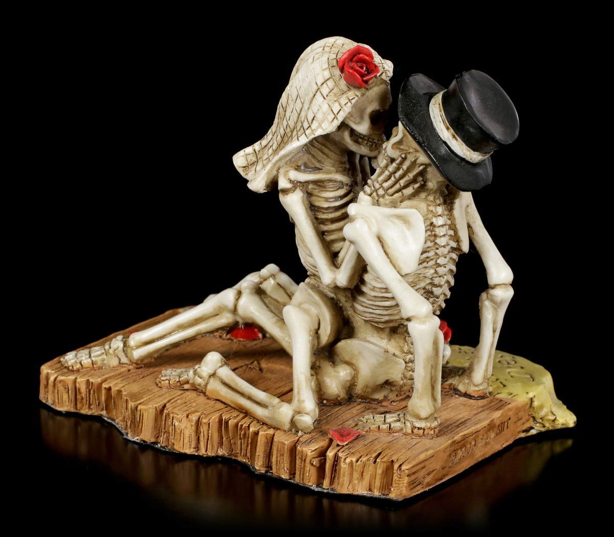 Esqueleto Gothic-Brautpaar Figura - Amor Never Dies Fantasy-Dekofigur, Pintado a Mano, H 9 CM