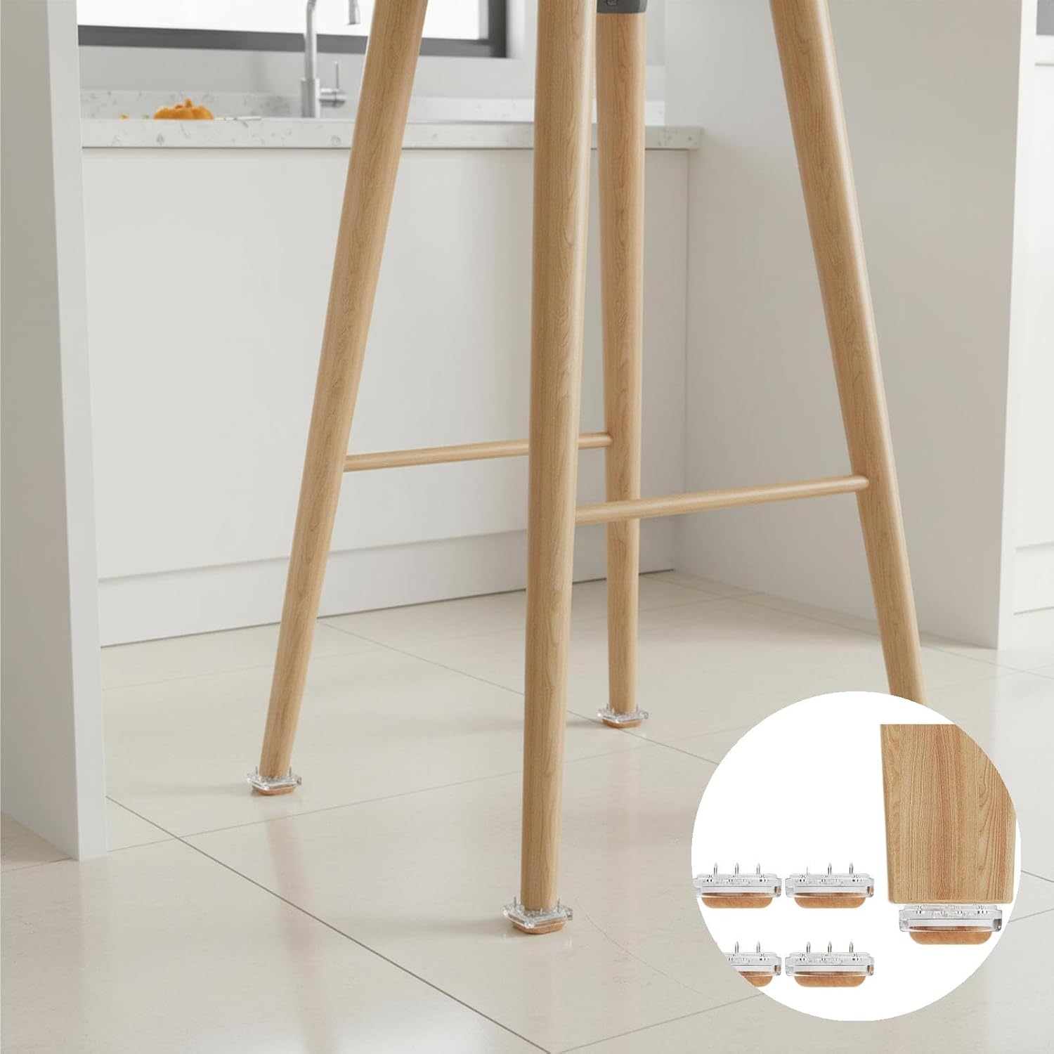 Noise-Reducing Felt Pads for Wooden Table and Chair Legs – for Hardwood Tile and Marble Floors (0.93×0.93×0.50in)