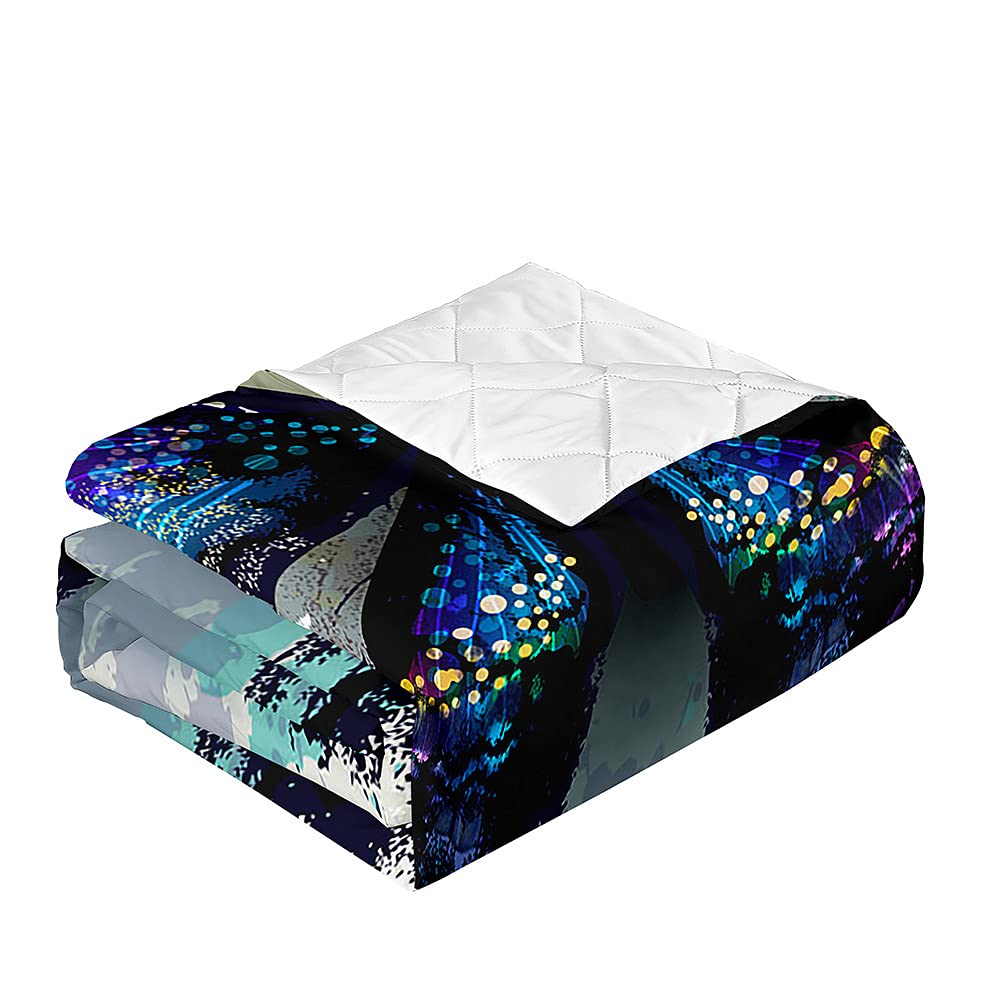 Oduo Boutis Couvre Lit Matelassé de Microfibre, 3D Papillon Impression Dessus Couverture Climatisation Couette Parure de Lit Èté Canapé l'Air Conditionné Courtepointe (Multicolore,180x220cm