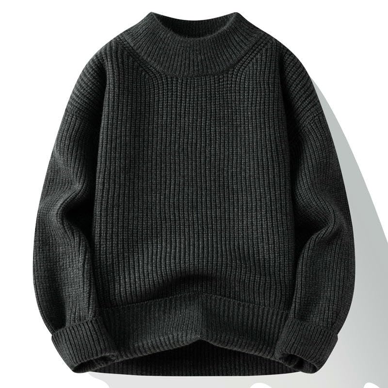 USTZFTBCL Men's Autumn Winter Trendy Versatile Thickened Loose Solid Color Knit Sweater3