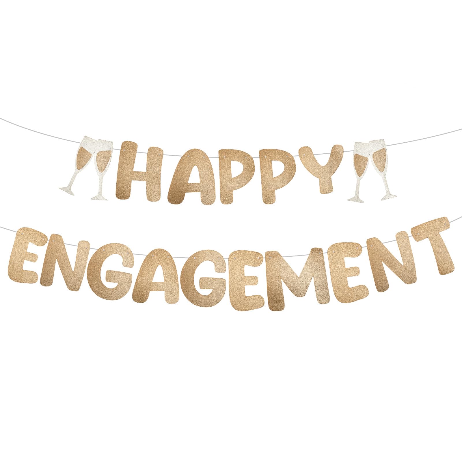 Gold Glitter Happy Engagement Banner – DIY Deko Für Verlobung, Junggesellinnenabschied & Hochzeit
