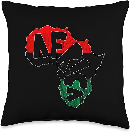 Pan African UNIA Flag Map Africa Juneteenth Afro-American Throw Pillow, 16x16, Multicolor