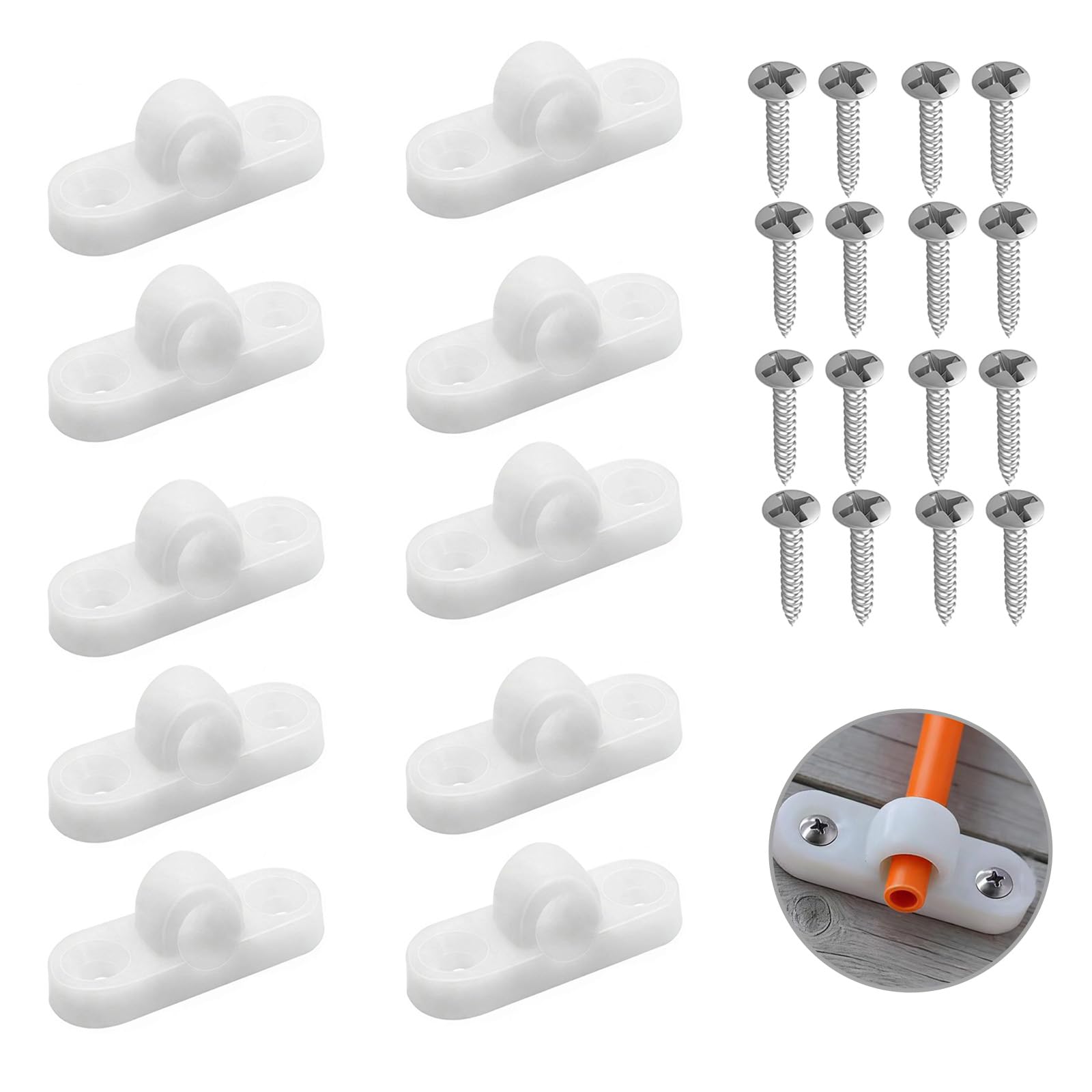 Zerabidpro Juego de 10 Ojales para Toldos de Caravana y Autocaravana, Incluye 20 Tornillos para Montaje Flexible Vertical y Horizontal - Material PP Ecológico y Duradero