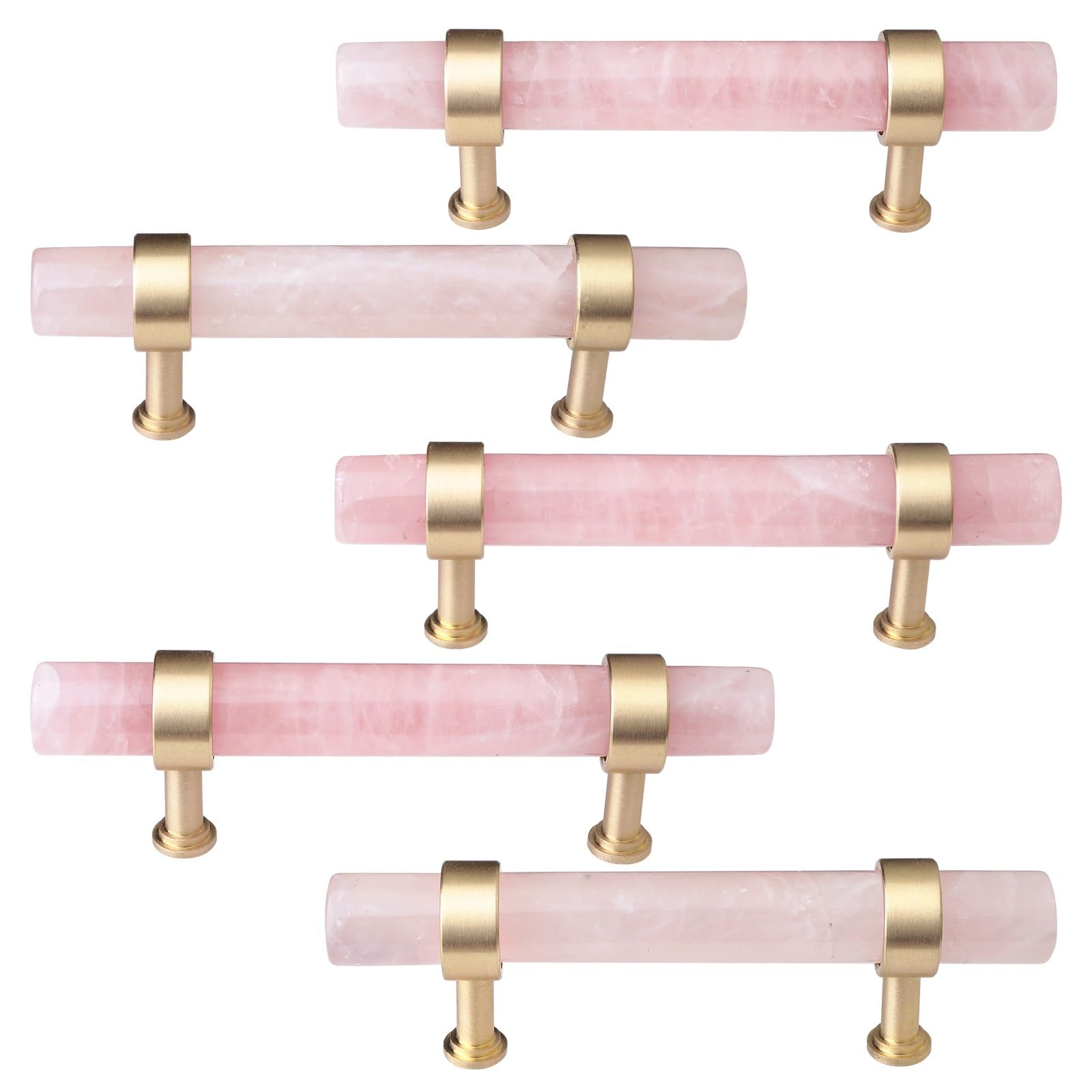 KYEYGWO 2 Pcs Natural Rose Quartz Crystal Cabinet Knobs with Screws - Image 4