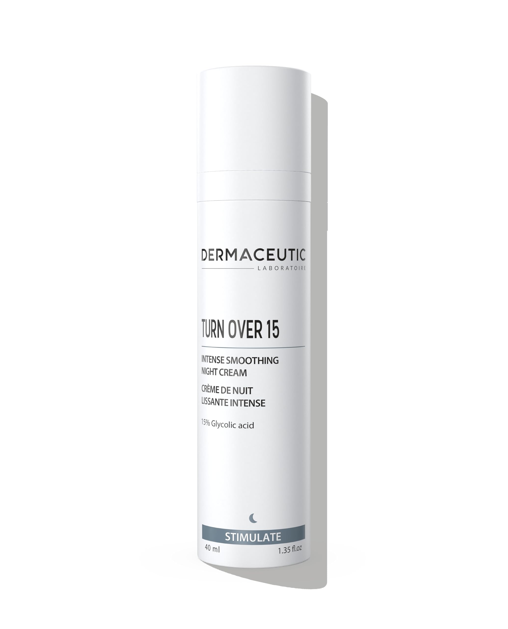 Turn Over 15 | Crema Notte Anti-Aging | 15% Acido Glicolico AHA | Esfoliante Viso Anti-Rughe & Macchie, Imperfezioni & Impurtà | Cura Concentrata Levigante & Purificante | 40ml | Dermaceutic