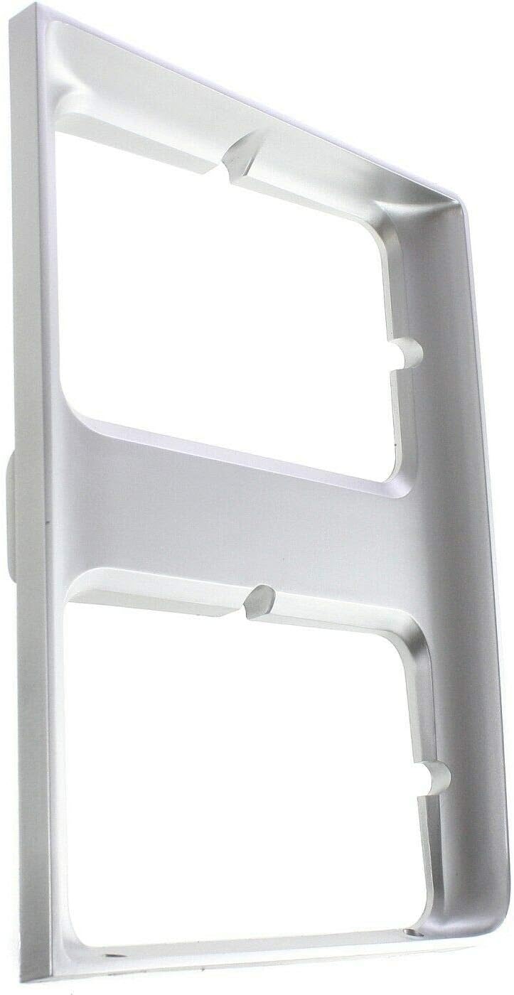 DAT AUTO PARTS Front Left Driver Side Dual Head Light Door Molding Insert Headlight Bezel Lamp Cover Grille Trim Replacement for 1985-1988 GMC Suburban Silver Plastic GM2512126 15598727