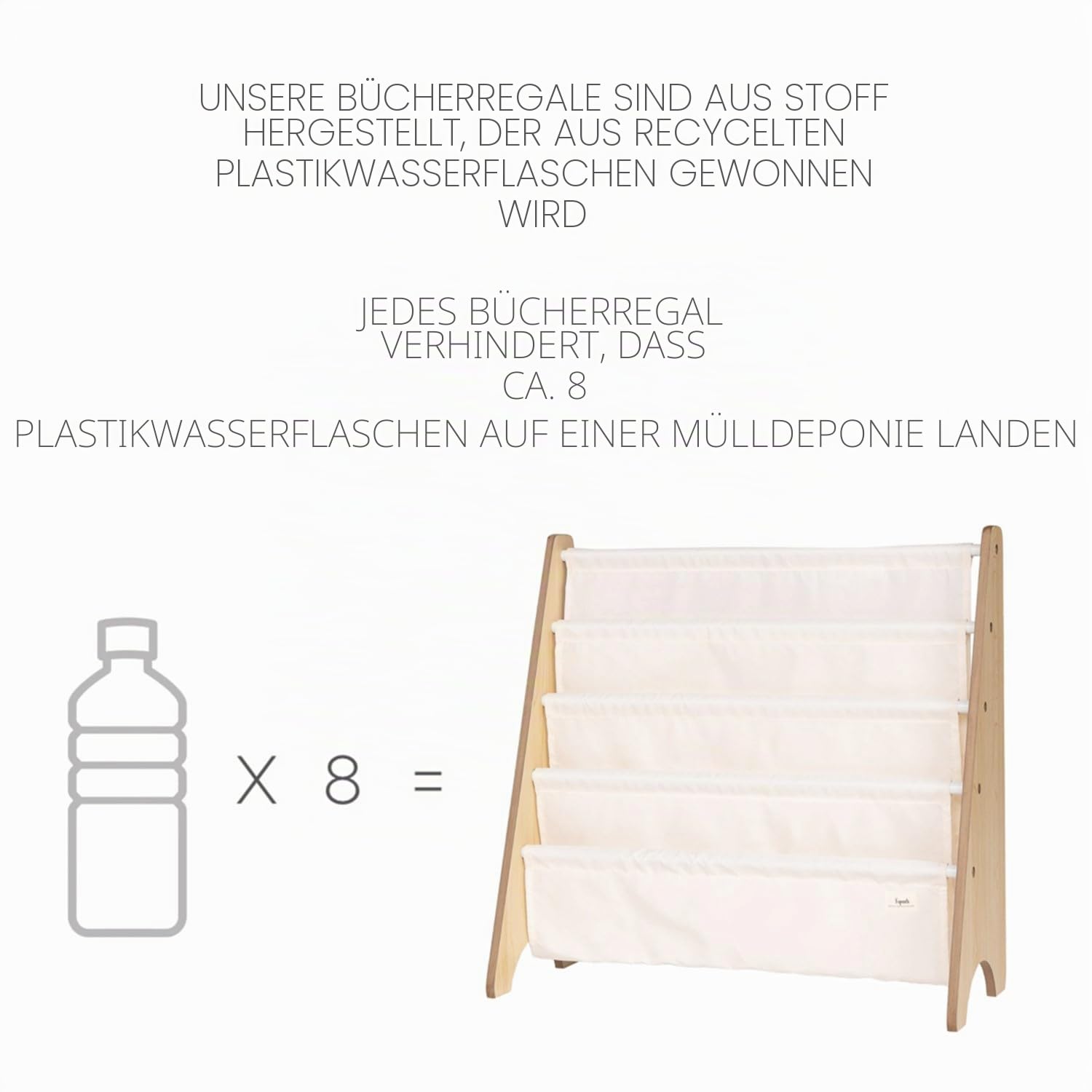 3 Sprouts Kinder Bücherregal aus Holz – Montessori Regal für Kinderzimmer - Terrazzo Creme