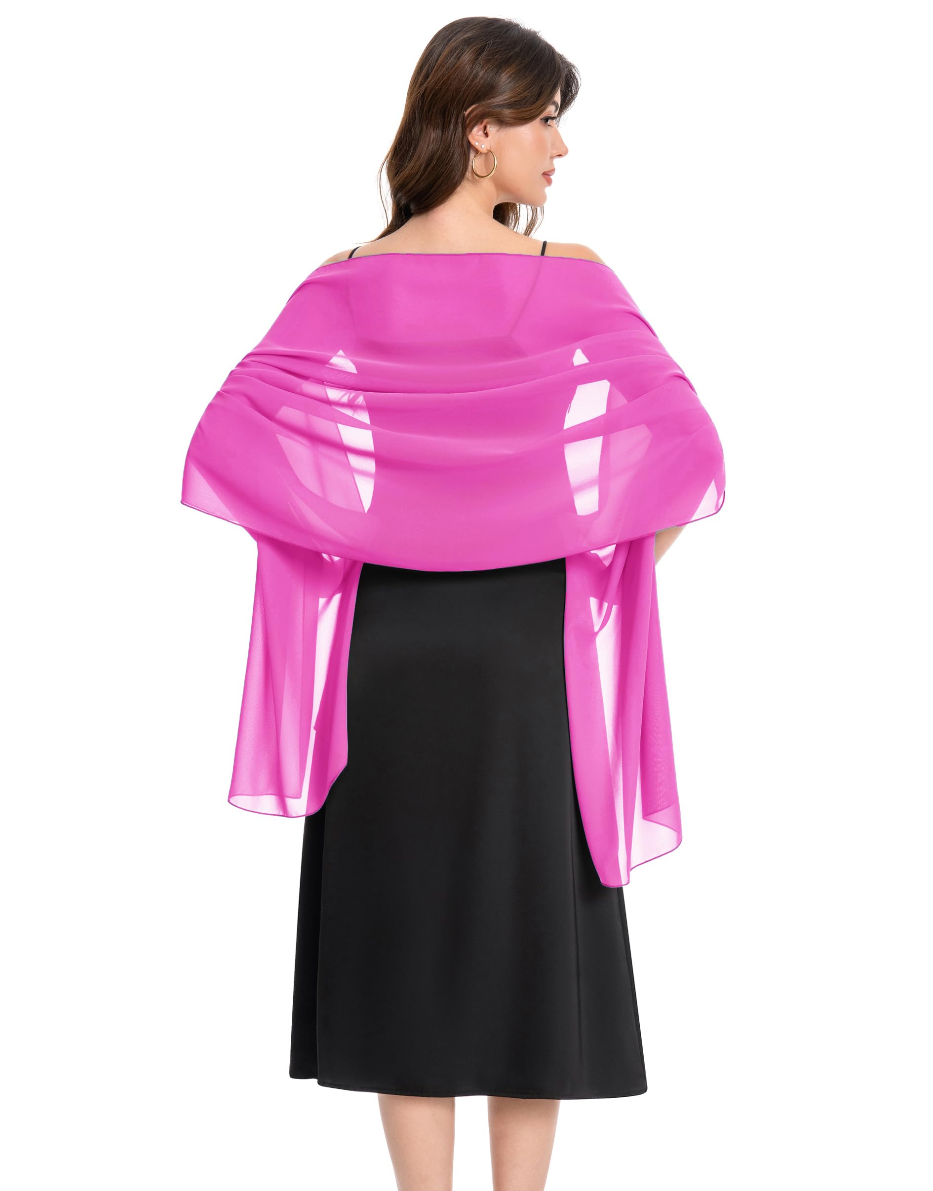 Baoqiya Chiffon Shawls Scarves Wraps for Bridal Wedding Party Evening Dress and Special Occasion Dresses, Rose, Large