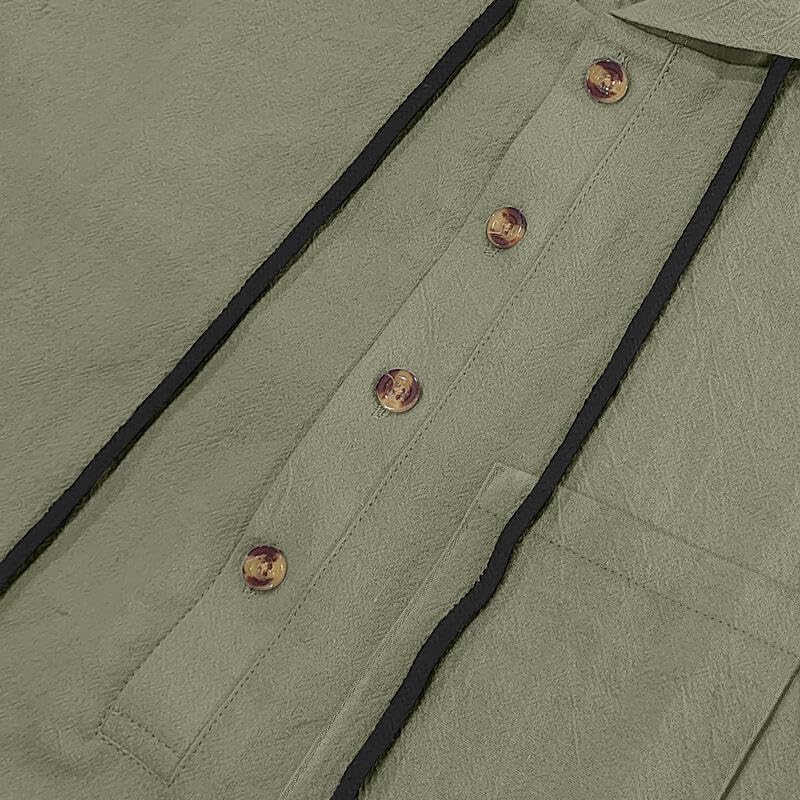 LIZALIG Men's Casual Linen Blend Shirt Short Sleeve Hooded Pullover 1/4 Button Henley Shirt for Vacation and Daily Wear - Image 4