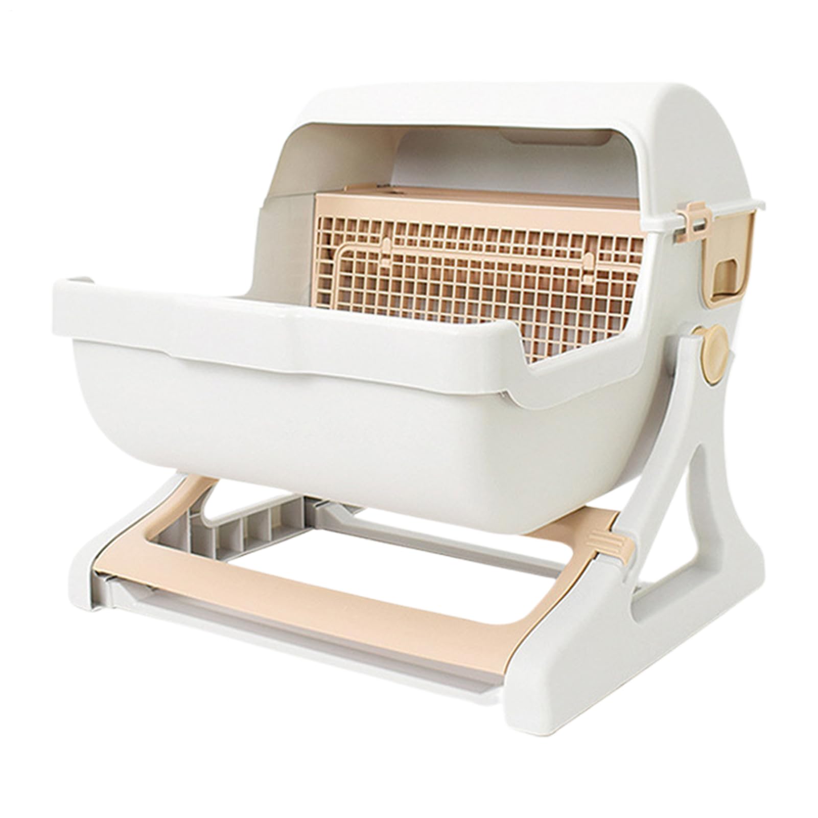 Caja de para Gatos autolimpiable, de Polipropileno, 50 x 50 x 46 cm, autolimpiable, semiautomática, con diseño Inodoro y Parte Abierta, para Apartamentos, Esquinas de Muebles