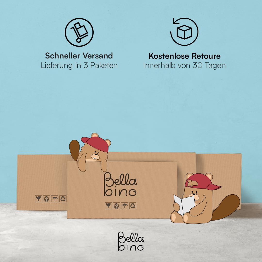 Bellabino Vils Kinderbett 90x200cm, Gästebett & Hausbett, Massivholz Kiefer | Weiß, Kinderbett mit Rausfallschutz & Lattenrost, Montessori-Bett, massives Kieferholz, Bett für Jungen & Mädchen, Bettrahmen