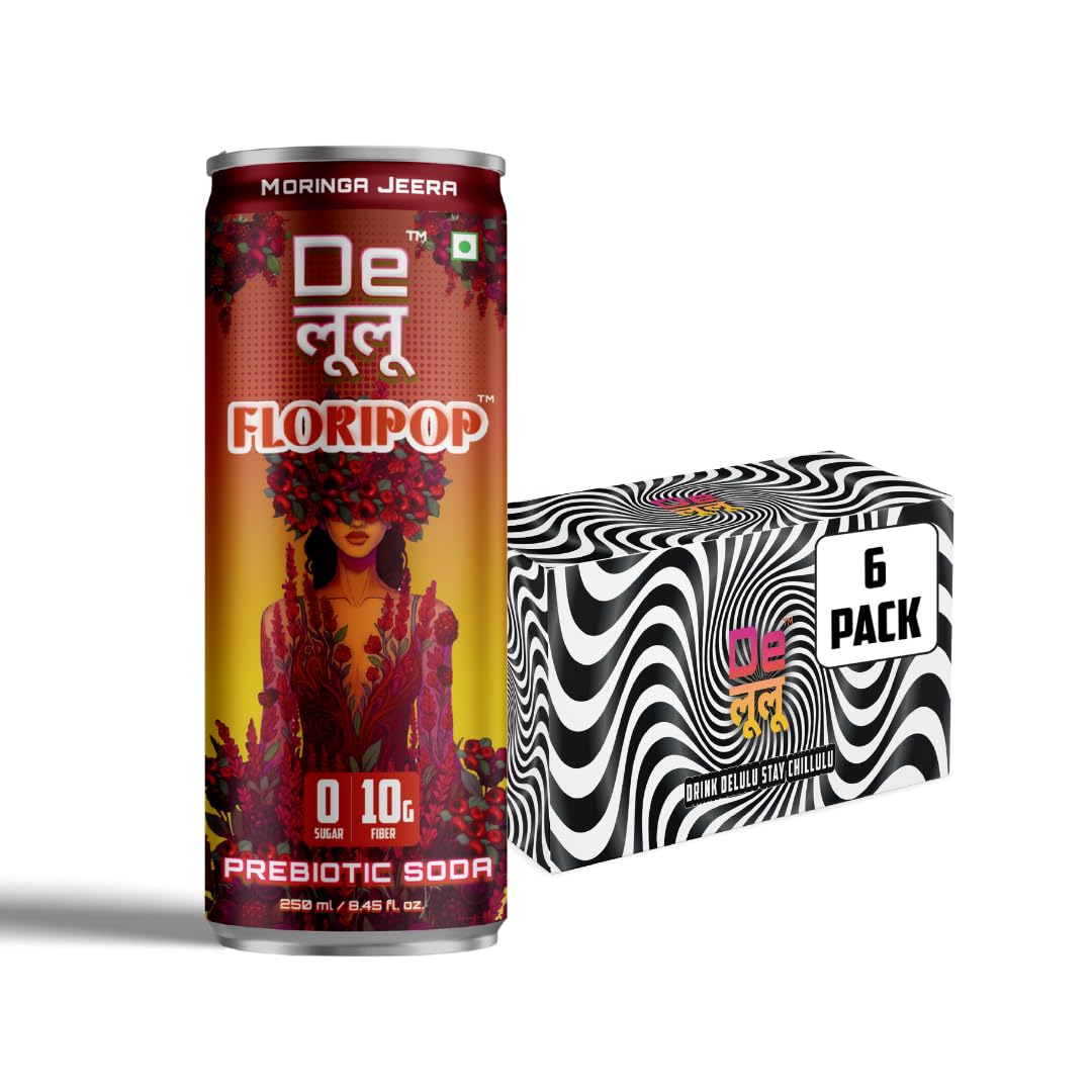 Delulu Floripop - PREBIOTIC SODA (MORINGA JEERA) | Zero Sugar, 10 Gram Fiber | Refreshing Beverage Mix For Workout, Sports, Summer & Outdoor Activities | Ready-To-Drink, Easy Mixing Flavored Soda For Adults & Teens - 250 Ml (Pack of 6)-image-12