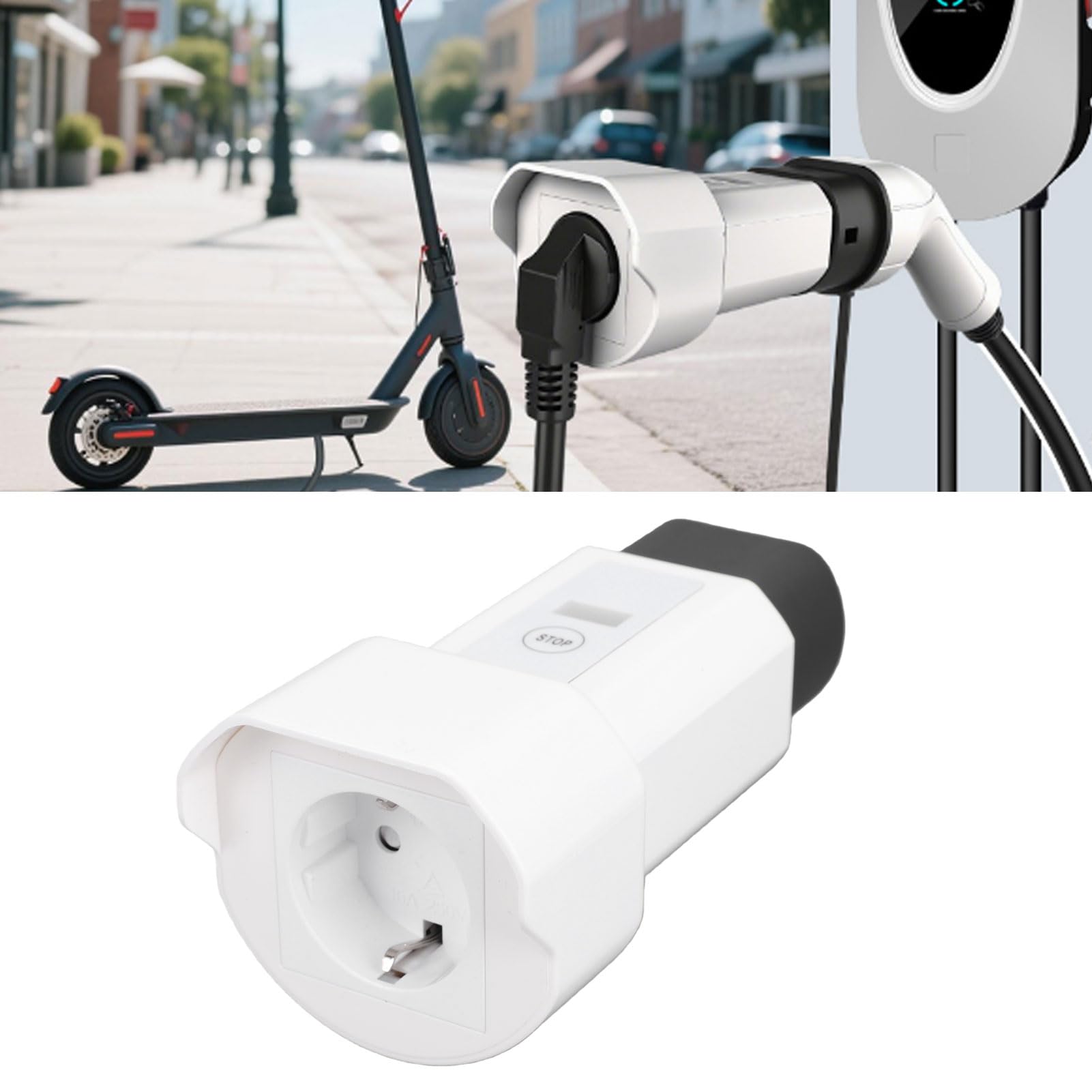 Fockety EV Ladeadapter, 250 V, 16 A, 3,5 KW, Plug and Play Typ 2 Elektrofahrzeug Adapter, EV Adapter, Ladegerät, EVs Ladeanschluss für Camping