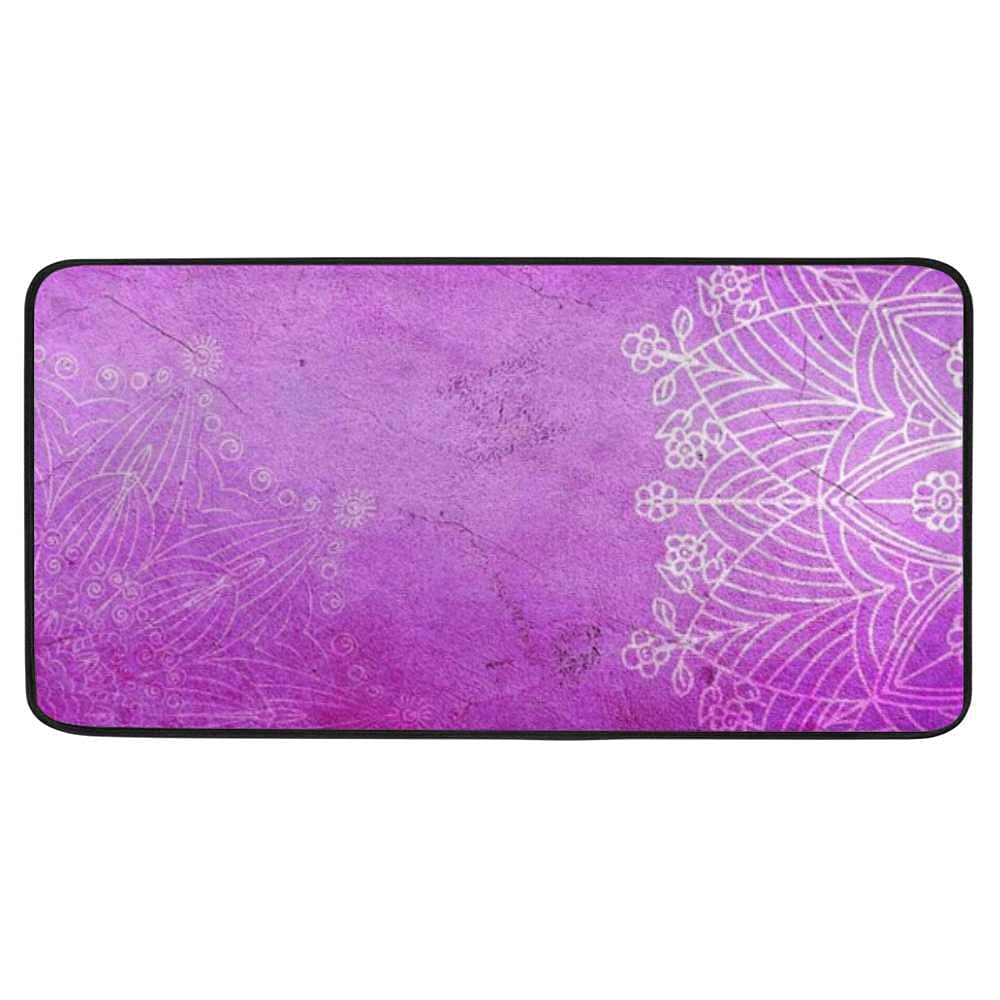 Tapis de cuisine violet floral long tapis de sol lavable chambre 99x50cm