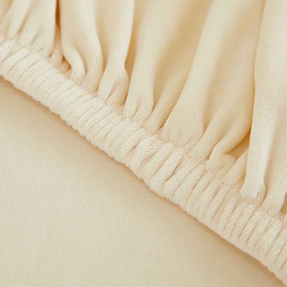 Copritestiera in Velluto Copritestiera Letto Protezione Testiera Copritestiera Matrimoniale Protettiva Beige 2M
