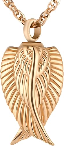 XIUDA Collar de cremación de ala de ángel para cenizas, colgante de urna conmemorativa para cenizas, joyería para cenizas, estoy aquí mirando sobre
