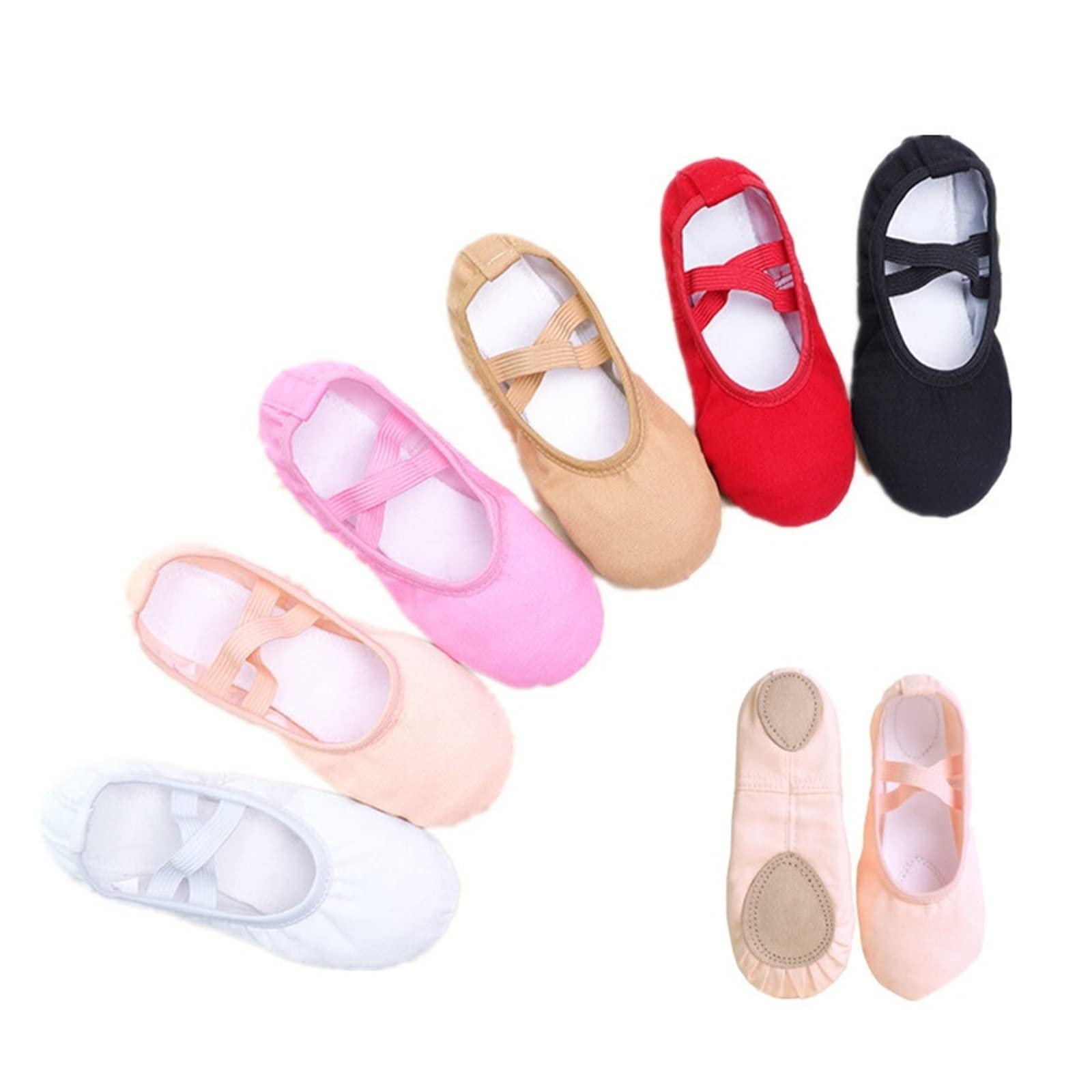 BAtlam Ragazze Bambini Scarpe da Punta Pantofole da Ballo Ballerina Pratica Scarpa per Balletto 6 Colori Ballerino di Danza Classica Scarpa Professionale (Color : Nude, Shoe Size : 35) (Tan 36 EU)