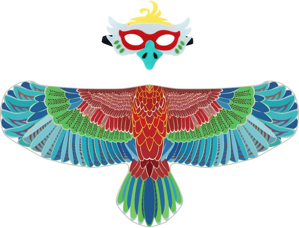D.Q.Z Bird-Costume Wings for Kids with Bird Mask , Eagle Parrot-Wings Cosplay Halloween-Dress-Up Costume for Age 3-9 Year