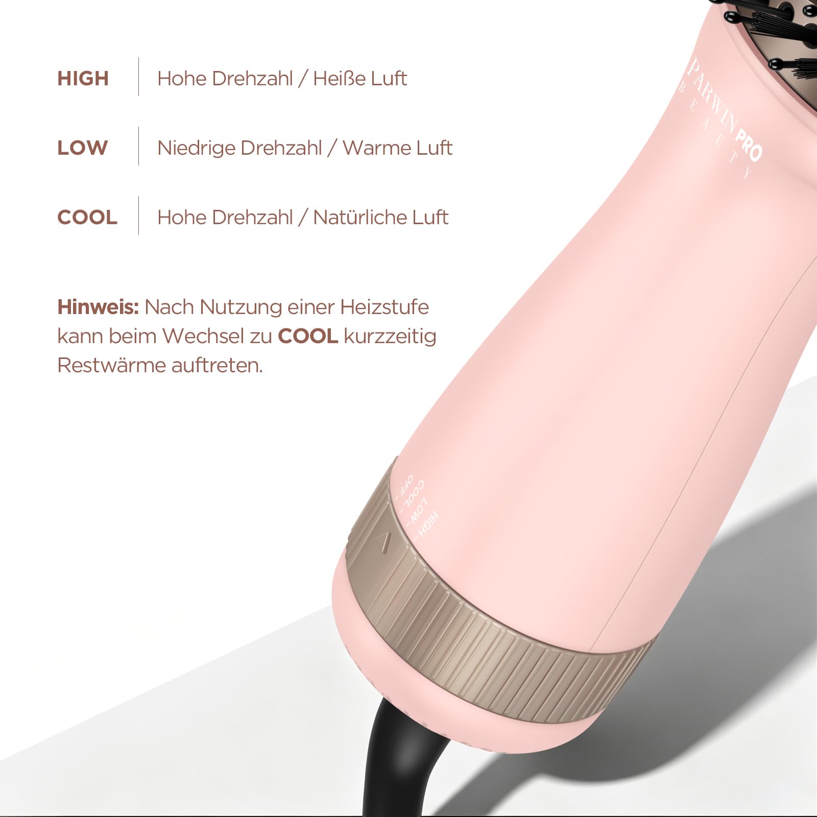 Leichte Reise-Warmluftbürste, PARWIN PRO BEAUTY Dual Voltage Föhnbürste