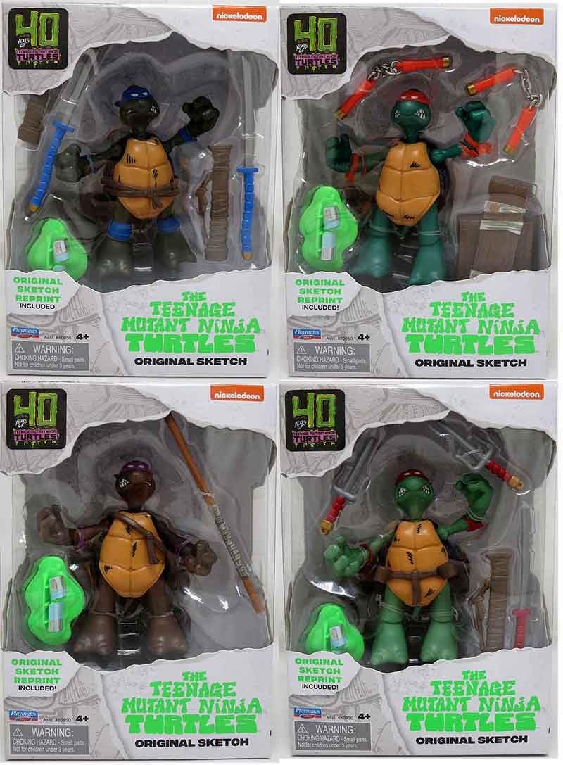 TMNT Teenage Mutant Ninja Turtles 5 Inch Action Figure Original Sketch - Set of 4