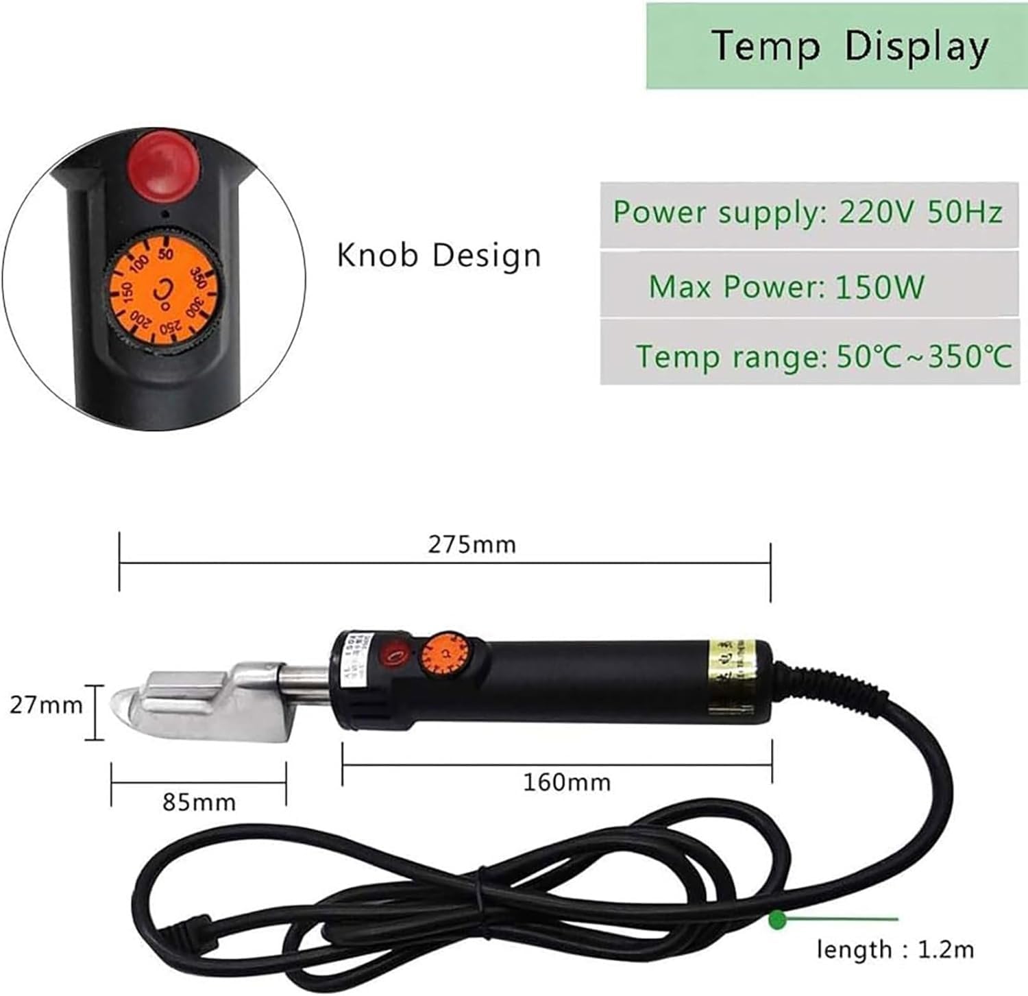 Ferro Da Stiro Elettrico For Pelle, Mini Ferro Da Stiro For Pelle Con Display Digitale, Ferro Da Stiro Termostatico Con Cavo Da 150 W, Con Temperatura Regolabile Da 50 A 350 °C