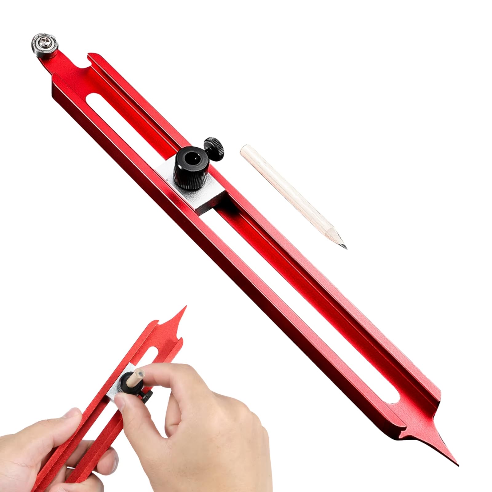 EsiFare スクライビング定規 精密輪郭ゲージ ロック付き 調整可能 不規則な形状型取りゲージ アルミニウム合金木工測定ゲージ ケガキ工具 木工 DIY 建設用 ペン付き 300mm