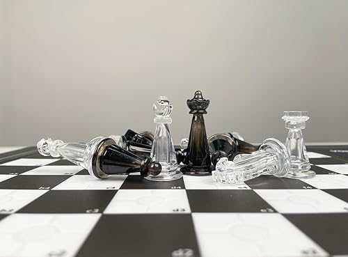 Miniatura 6 de Piezas de ajedrez transparentes, solo piezas de ajedrez sin tablero compatible con juego de ajedrez magnético