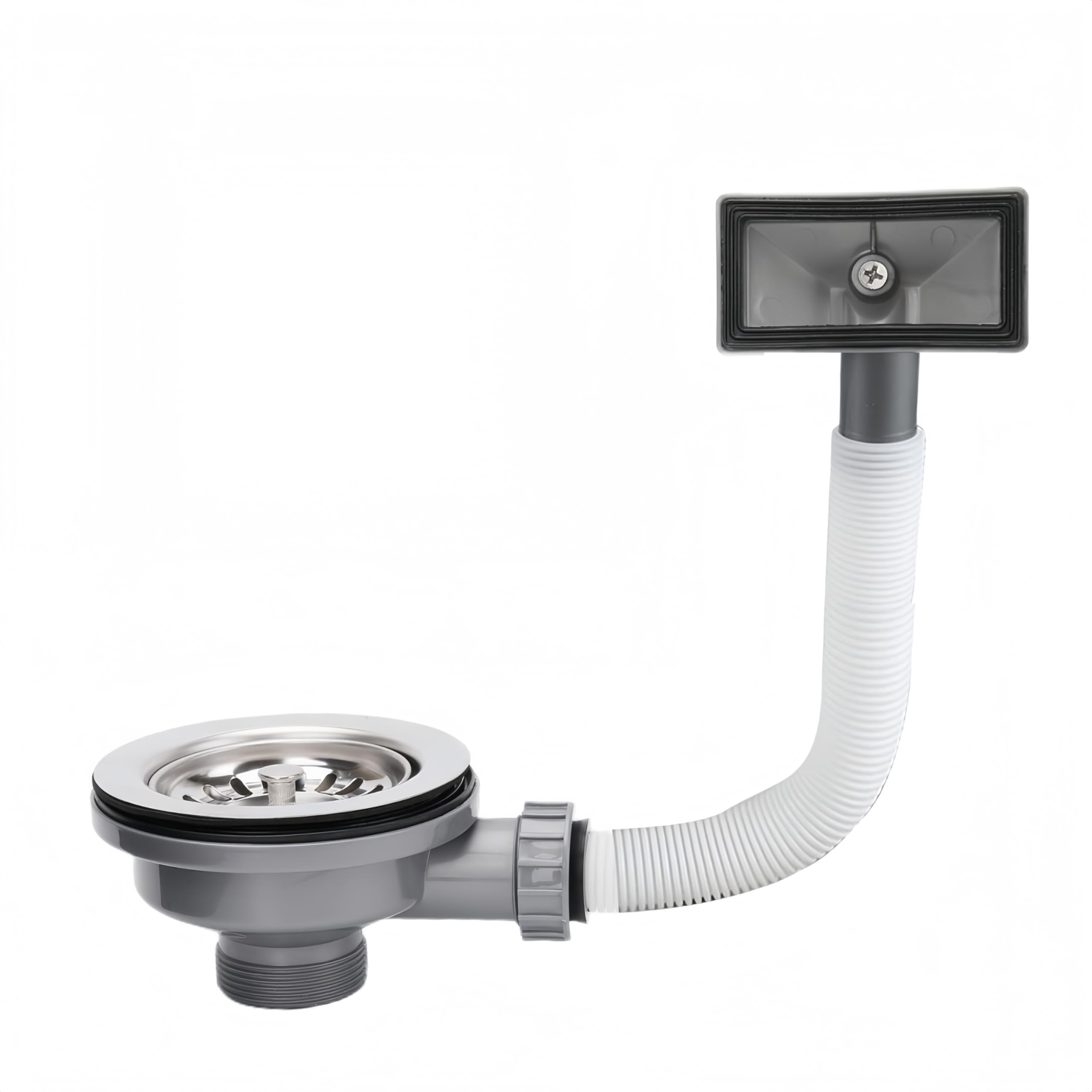 Kitchen Sink Waste Kit,ZINGKING Stainless Steel-Sinks Overflow Kit, 114mm Kitchen Sink Strainer,with Overflow Pipes & Square Drain Cover